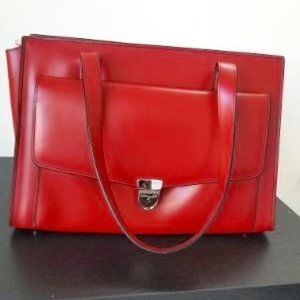 Jack Georges Milano Italian Red Leather Tote